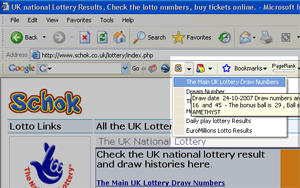 Google toolbar button lottery results